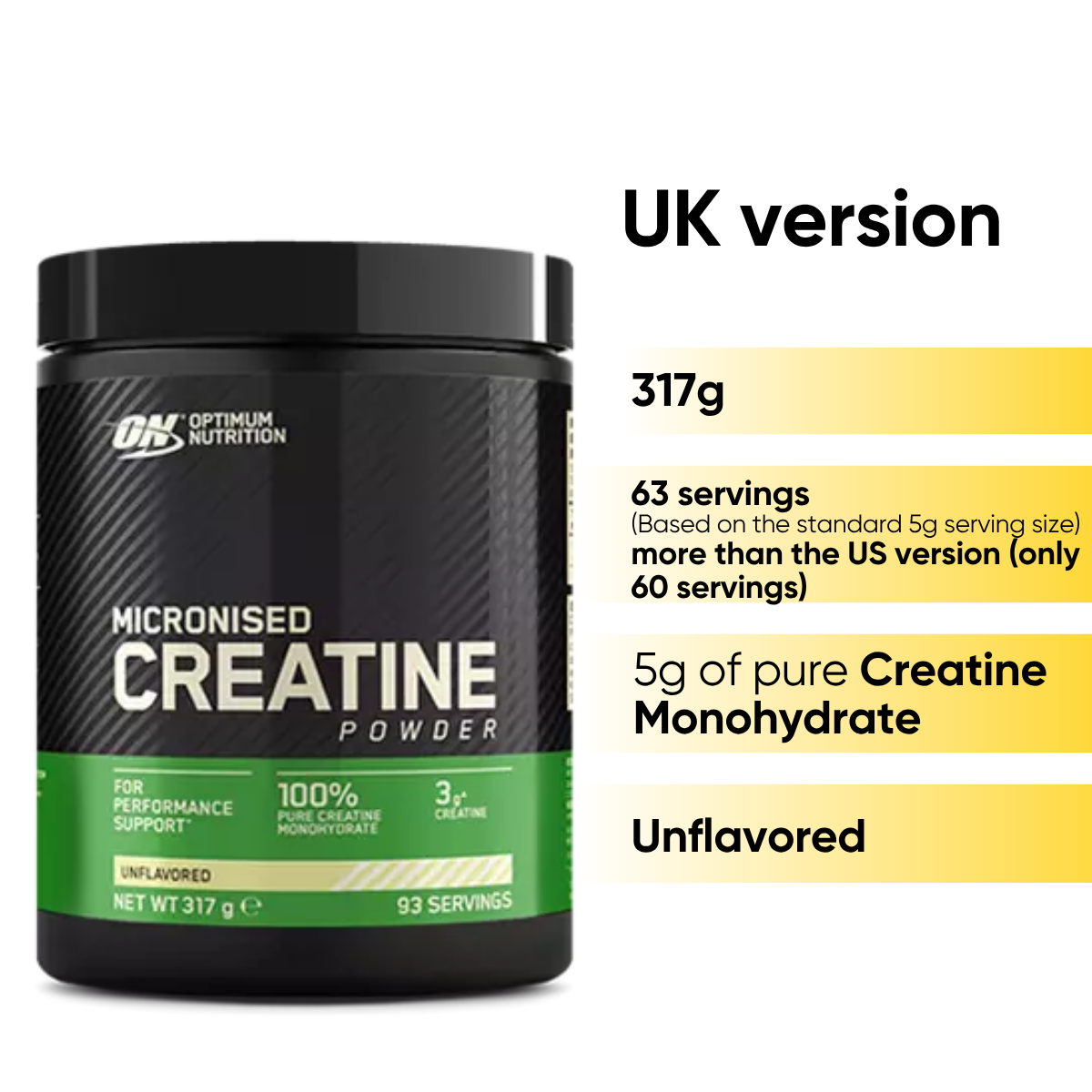 Optimum Nutrition, Micronized Creatine Powder, 60-240 sers