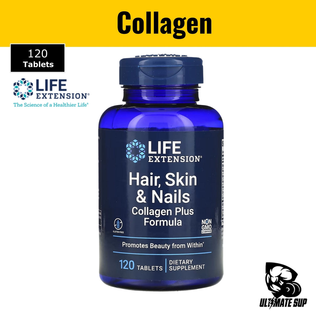 Life Extension, Hair, Skin & Nails, Collagen Plus Formula, 120 Tablets - main