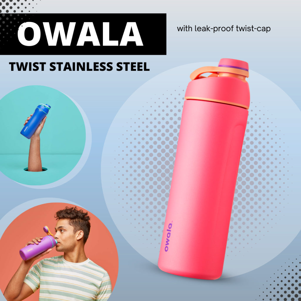 Owala Twist Water Bottle Stainless Steel, 24 Oz., Smooshed Blueberry Blue 