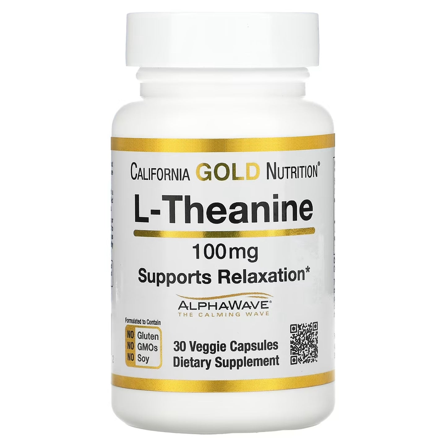 California Gold Nutrition, L-Theanine, AlphaWave, Supports Relaxation, Calm Focus, 200 mg, 30-60 VegCaps, 30-60 Sers - Ultimate Sup Singapore