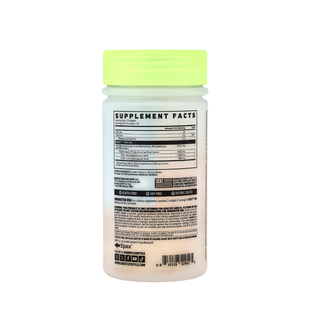 GHOST BASICS FISH OIL, 3000MG Daily Omega 3 Fatty Acids 30 servings - Ultimate Sup Singapore