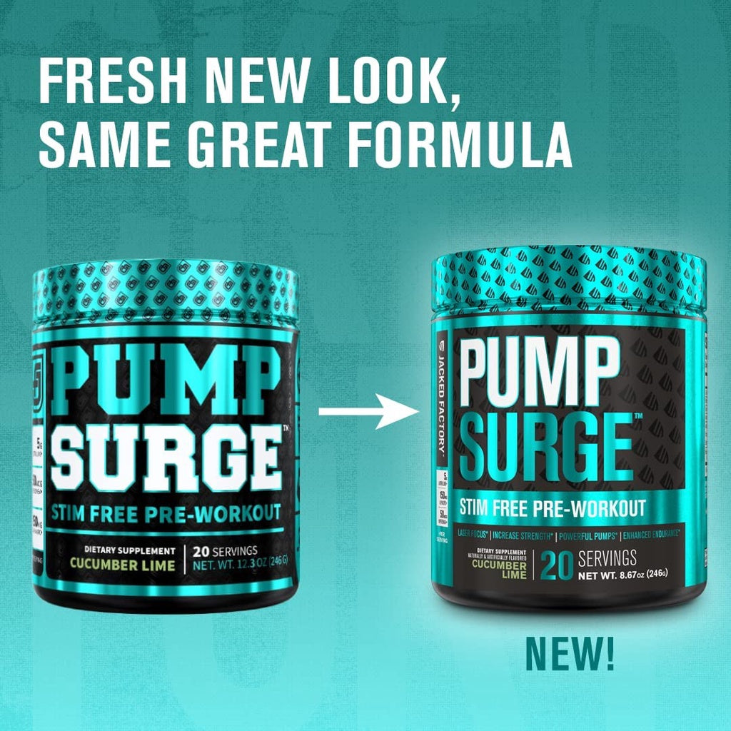 Jacked Factory Pump Surge Stim Free Pre Workout 20 Servings