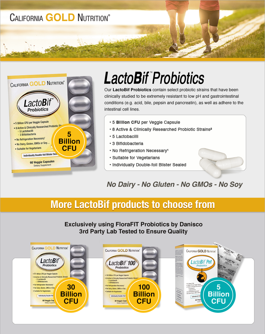 California Gold Nutrition, LactoBif Probiotics, 5 Billion CFU, 60 Veggie Capsules - Ultimate Sup Singapore