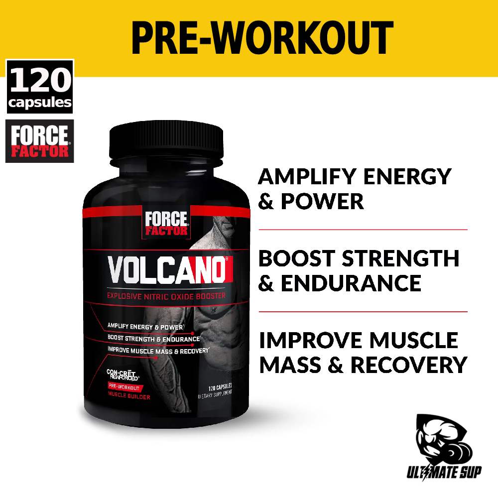 Force Factor, Volcano Pre Workout, Build Muscle Mass, 120 Caps