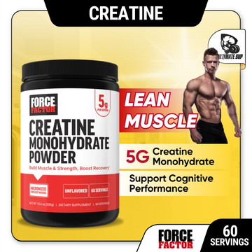 Force Factor Creatine Monohydrate Micronized Powder, Support Cognitive Health, Memory, Muscle Growth Unflavored 60 ser - Ultimate Sup Singapore