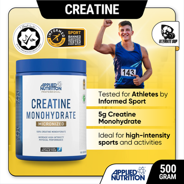 Applied Nutrition, Creatine Monohydrate Micronized Powder, Increases High-Intensity Physical Performance, 250-500g - Ultimate Sup Singapore