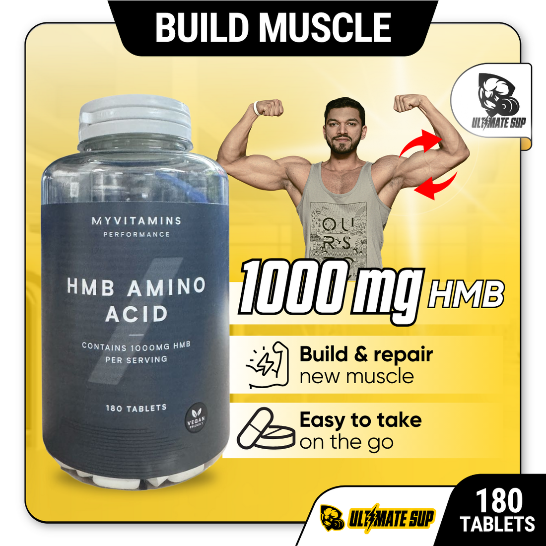 Myprotein HMB Tablets, 1000mg HMB, Supports Muscle Growth, Recovery & Performance 180 tabs - Ultimate Sup Singapore