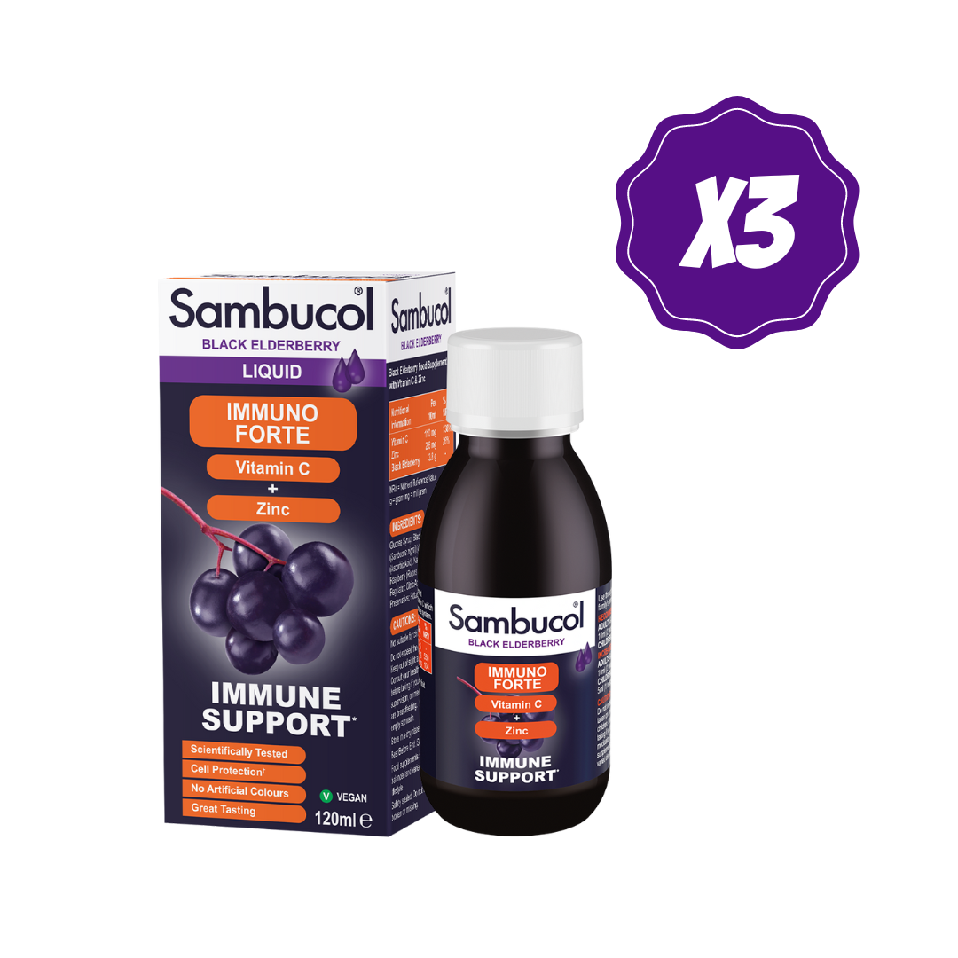 Sambucol Immuno Forte Liquid, With Vitamin C and Zinc, Strengthen Immune System, No Artificial Colours, 120 - 230ml - Ultimate Sup Singapore