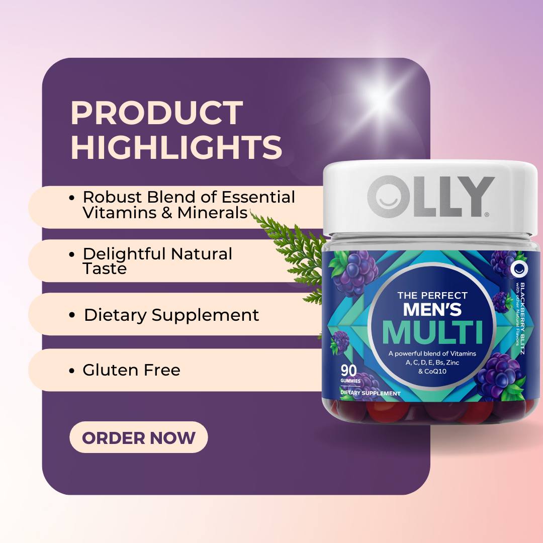 OLLY, The Perfect Men's Multi, Blackberry Blitz, 90 Gummies - Ultimate Sup Singapore