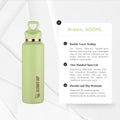 Frost Vial, 600ml, Thermal Flask Insulated Stainless Steel Water Bottle, Double Layer, Threadless Lid - Ultimate Sup - Ultimate Sup Singapore