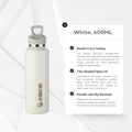 Frost Vial, 600ml, Thermal Flask Insulated Stainless Steel Water Bottle, Double Layer, Threadless Lid - Ultimate Sup - Ultimate Sup Singapore