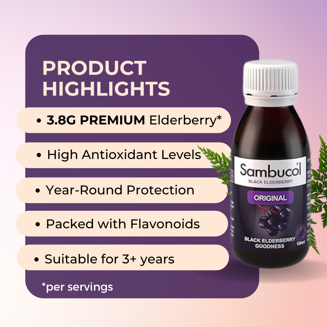 Sambucol Original Liquid, Black Elderberry Extract, 120ml - Ultimate Sup Singapore