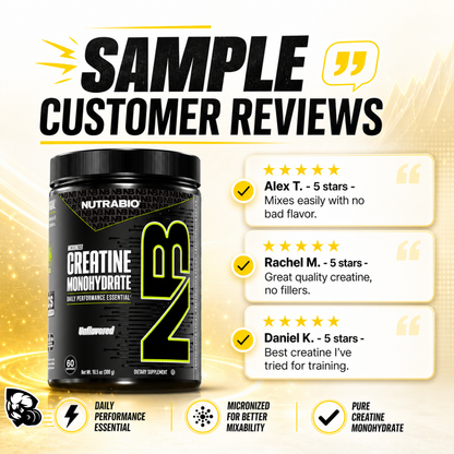 NutraBio, Monohydrate Creatine Powder, Micronized for Fast Absorption and Maxizimes Muscle, 150-500g