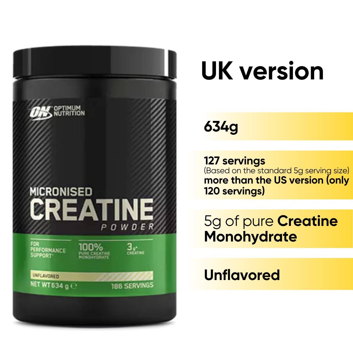Optimum Nutrition, Micronized Creatine Powder, 60-240 sers