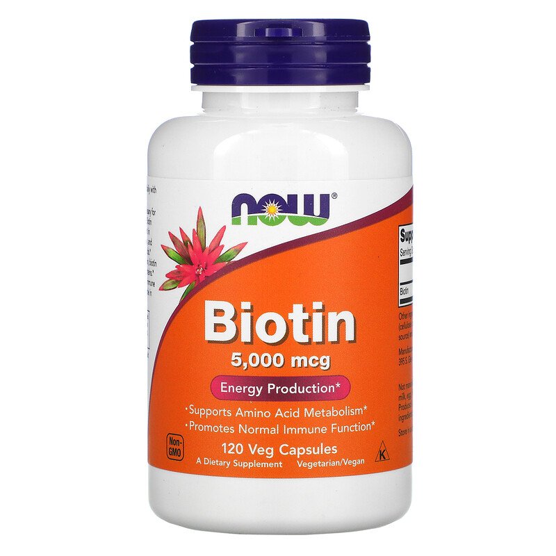 Now Foods Biotin, 5000mcg /10000mcg, Extra Strength, Support Amino Acid Metabolism, Dietary Supplement, Vegan, 120 Capsules - Ultimate Sup Singapore