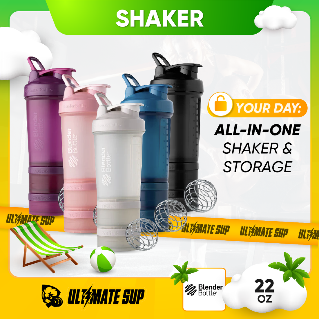 Ultimate Sup, Blender Bottle, ProStak, 22oz - Ultimate Sup Singapore