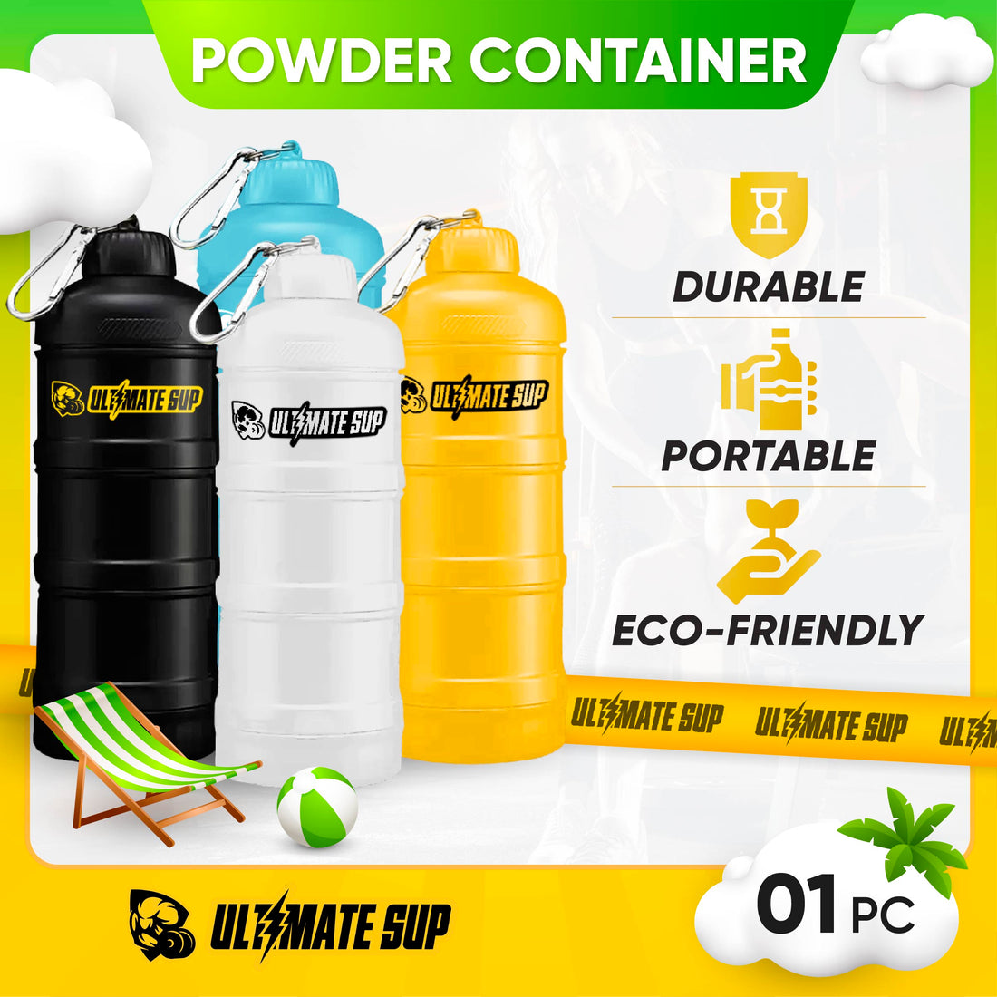 Ultimate Sup, Stackable Powder Container, Portable for Fitness Gym Workout (150ml-450ml) - Ultimate Sup Singapore