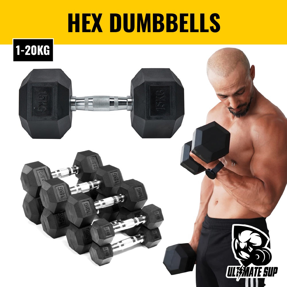 UltimateSup Hex Dumbbell, 1-20kg - Ultimate Sup Singapore