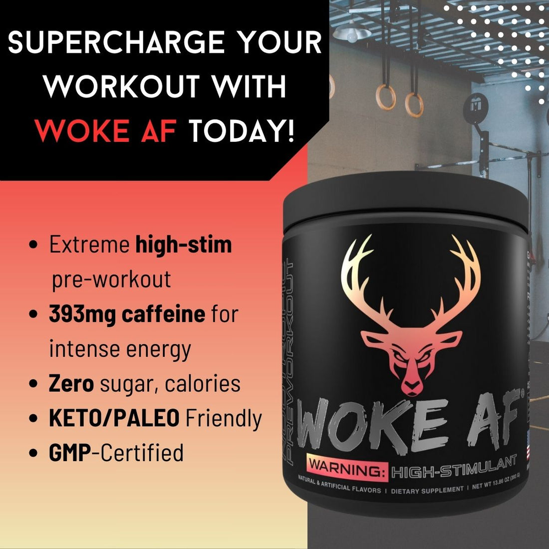 Bucked Up, Woke AF, High Stimulant Pre-Workout, 30 Servings - Ultimate Sup Singapore