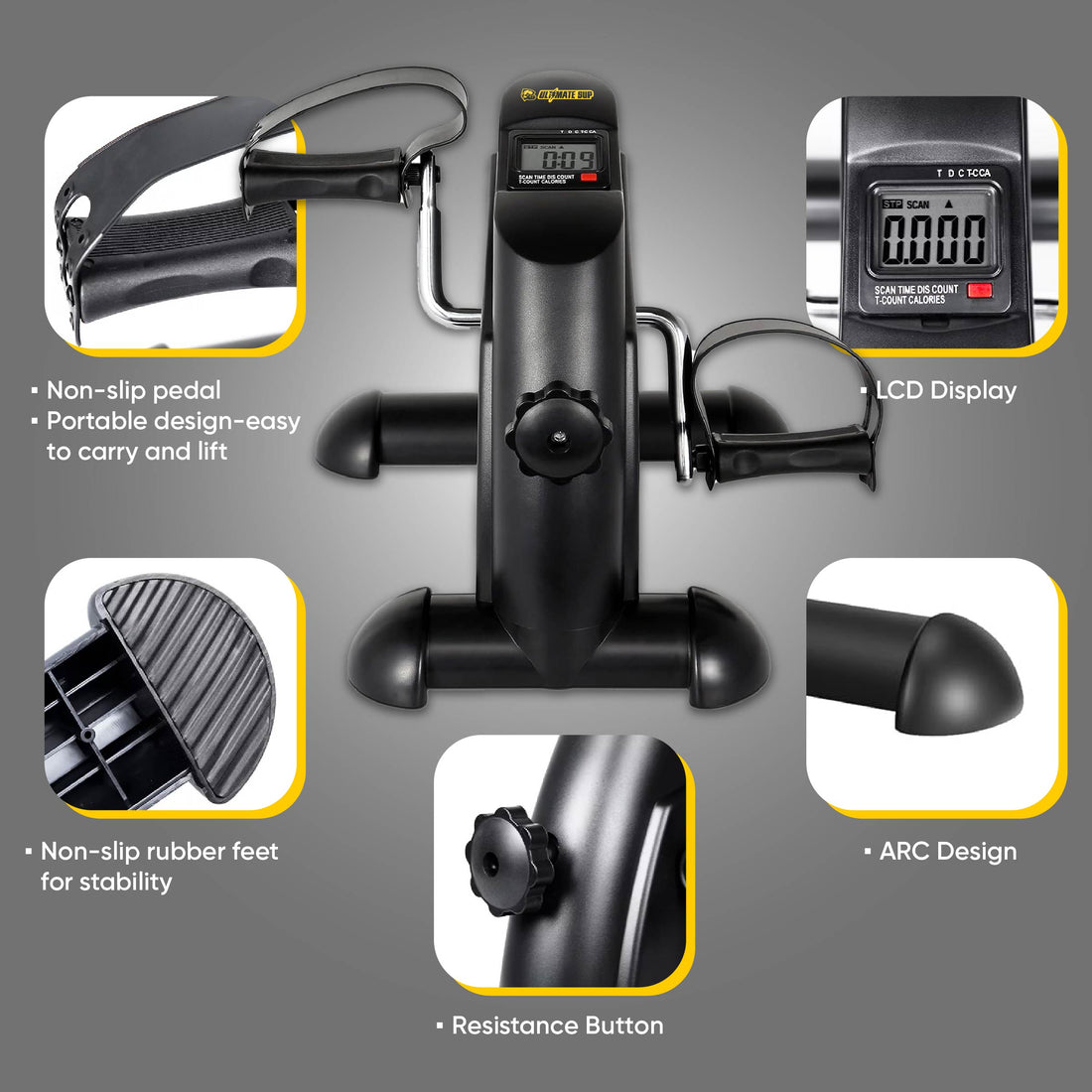 Ultimate Sup, Mini Pedal Exercise Bike, Trainer Arm/Leg Physical Therapy Fitness Cycle Indoor Cycling Bikes LCD Display - Ultimate Sup Singapore