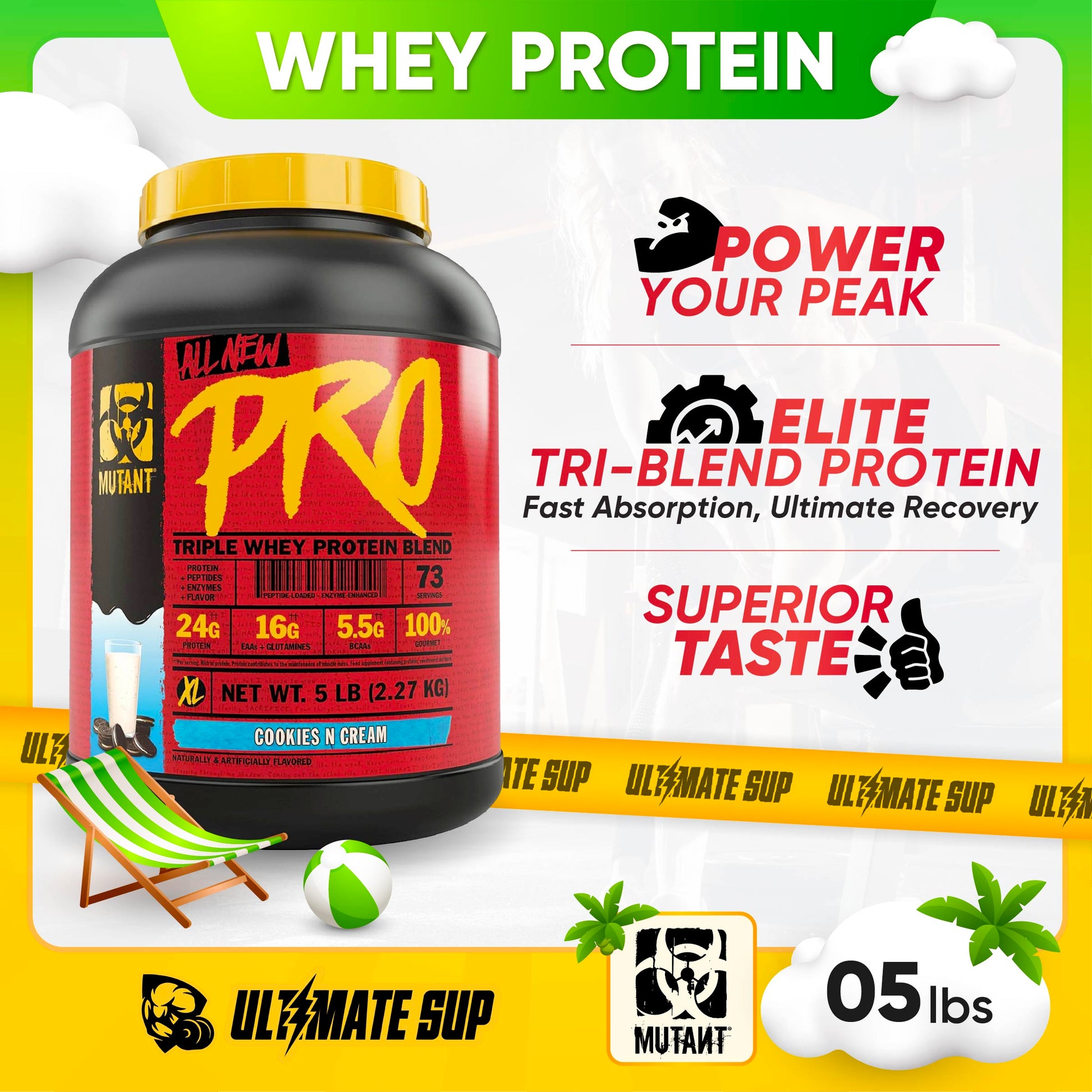 Mutant Pro, Triple Whey Protein Powder, Support Building Muscle, Various Flavors, 5 Lbs - Ultimate Sup Singapore