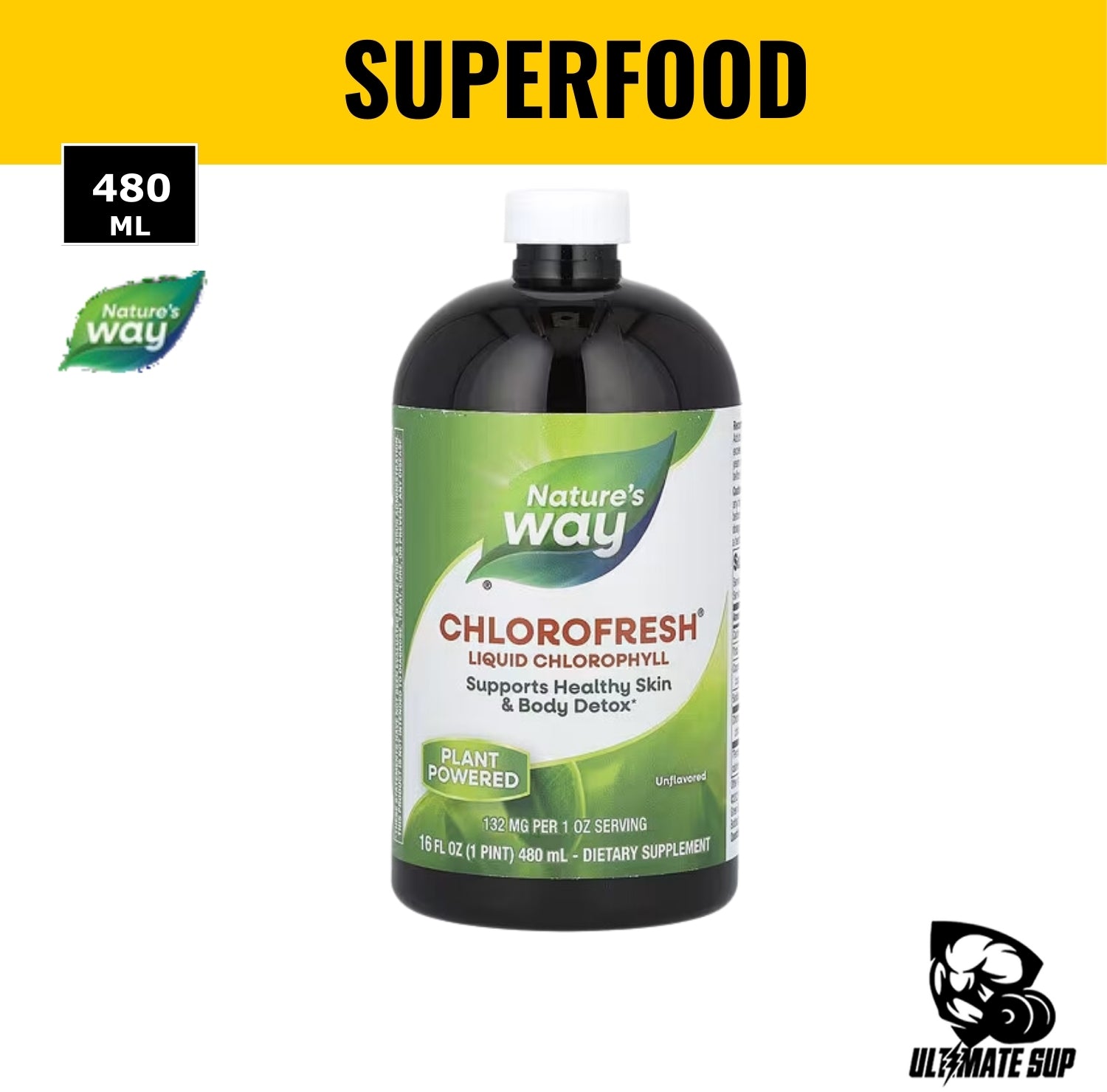 Nature's Way, Chlorofresh, Liquid Chlorophyll, Greens & Superfoods, Unflavored, 16 fl oz (480 ml) - Ultimate Sup Singapore