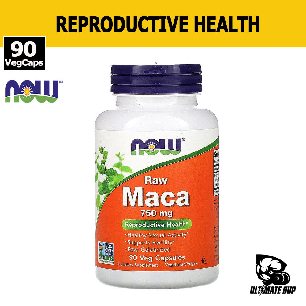 Now Foods, Maca, Raw, Reproductive Health, Sexual Well-being Support, 750 mg, 90 Veggie Caps - Main Front