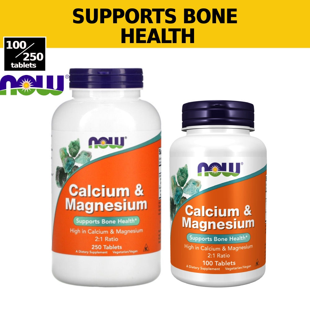 Now Foods, Calcium & Magnesium, Supports Bone Health 100 - 250 Tablets - Ultimate Sup Singapore