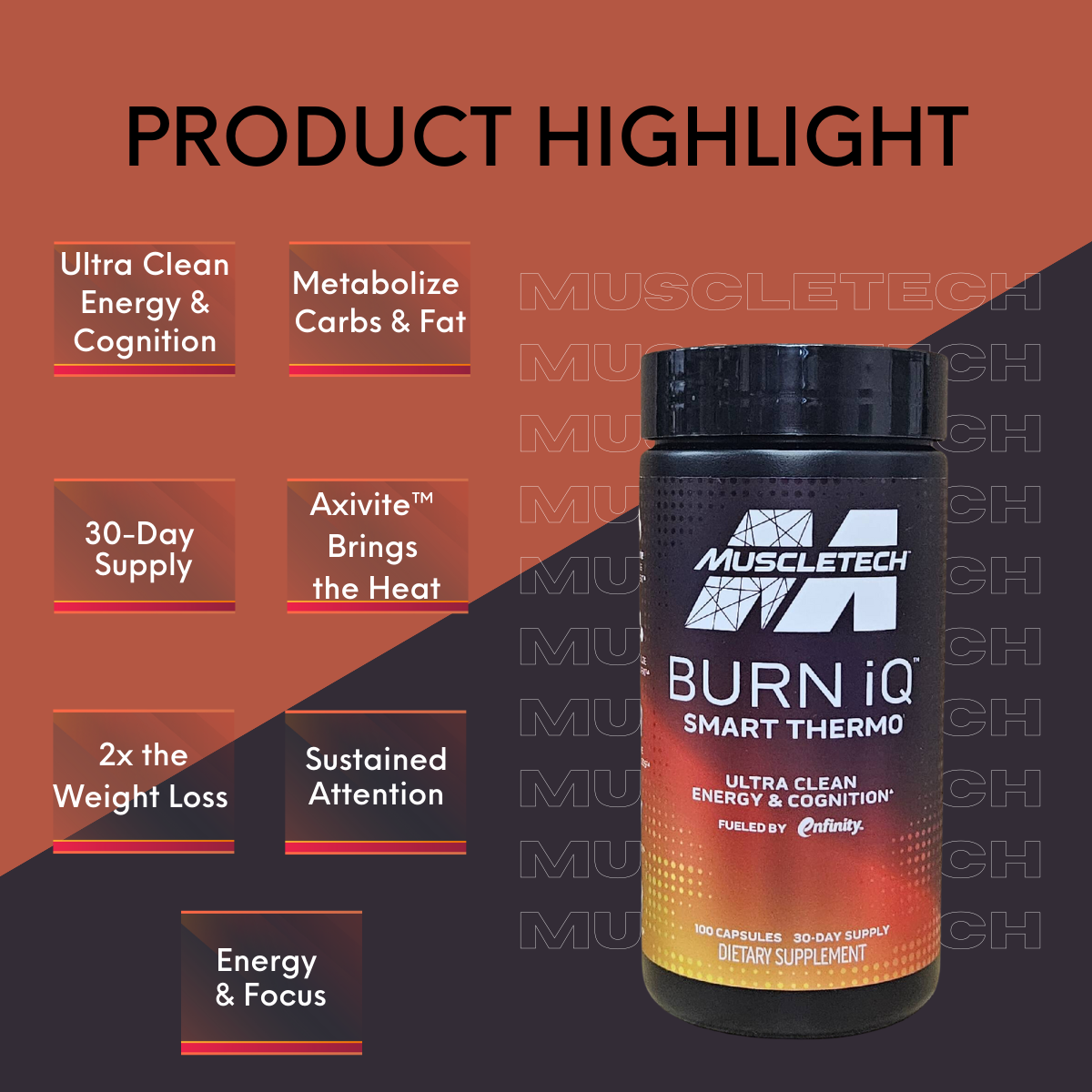 Muscletech Thermo MuscleTech, Burn iQ, Smart Thermo, Weight Loss, 100 Capsules