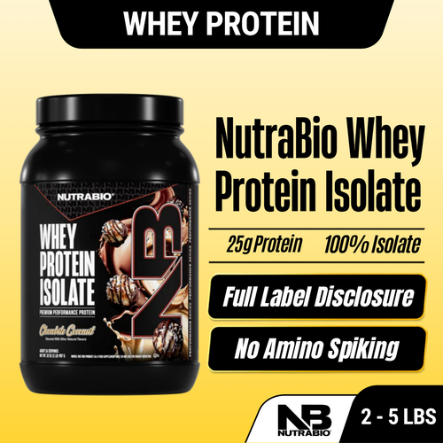 NUTRABIO Whey Protein Isolate Full Label Disclosure Muscle Recovery Protein Powder 2Lb 5Lb