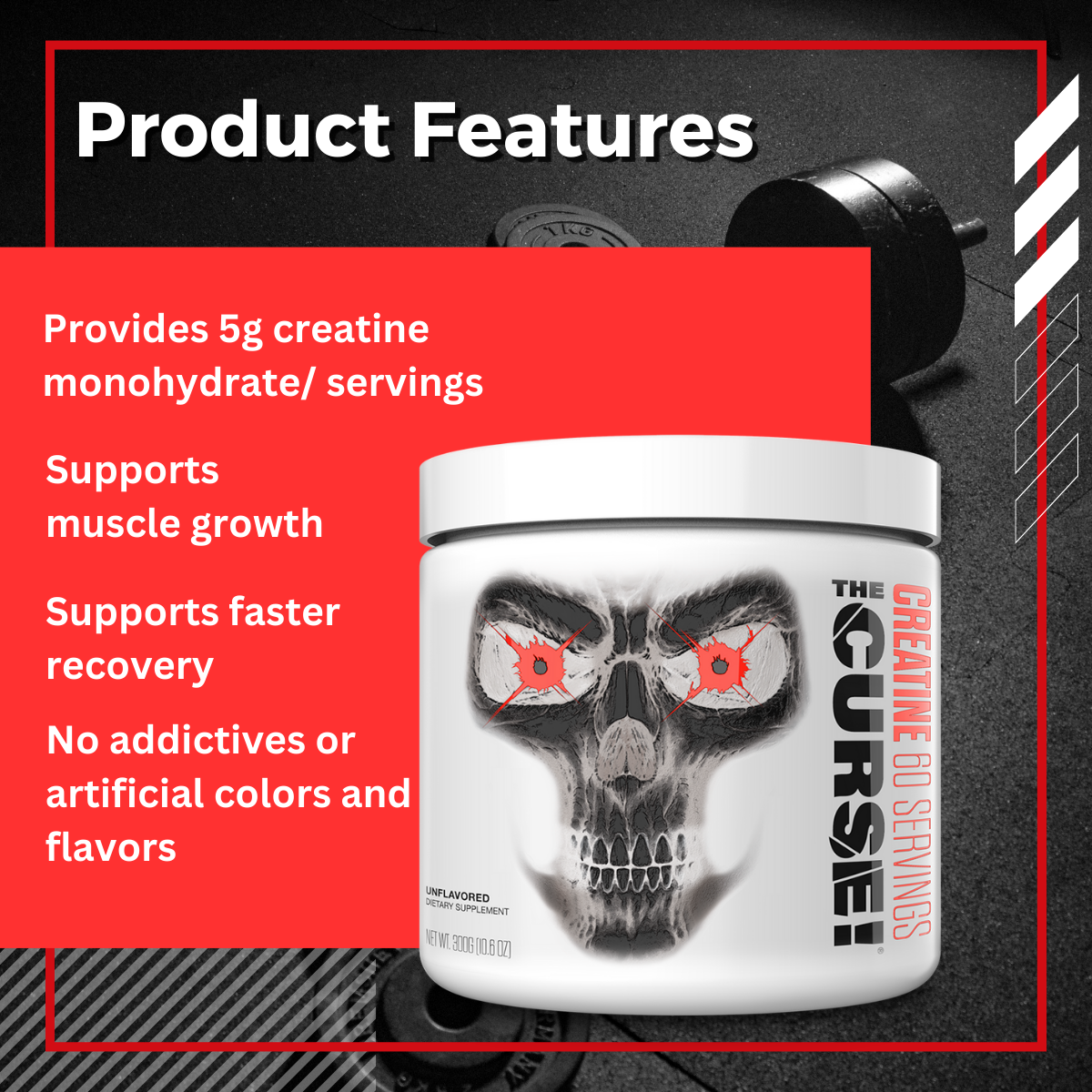 JNX Sports, The Curse! Micronized Creatine Monohydrate, 60-100 servings - Ultimate Sup Singapore