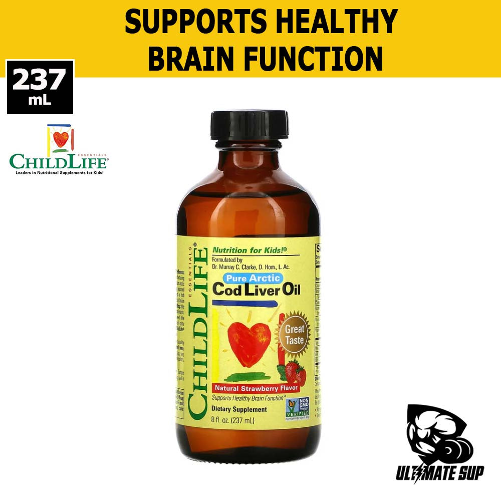 ChildLife, Pure Arctic Cod Liver Oil, Natural Strawberry, Supports Healthy Brain Function, 237ml - Ultimate Sup Singapore