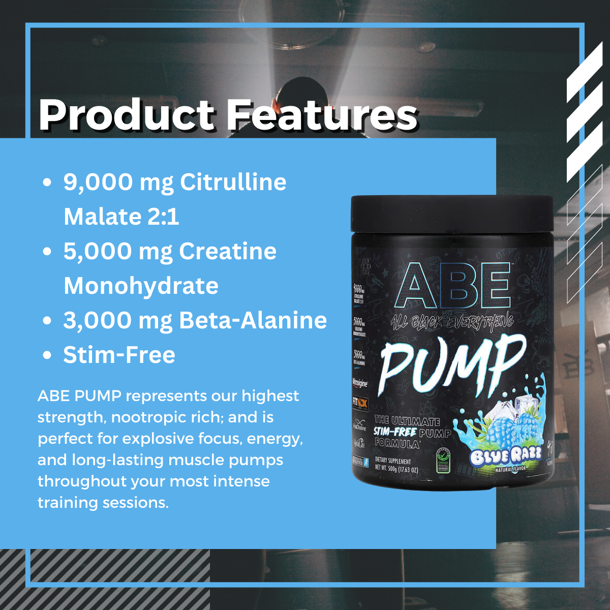 ABE, Pump, Stim-Free Pre Workout Powder, Various Flavor, 17.63 oz (500 g) - Ultimate Sup Singapore