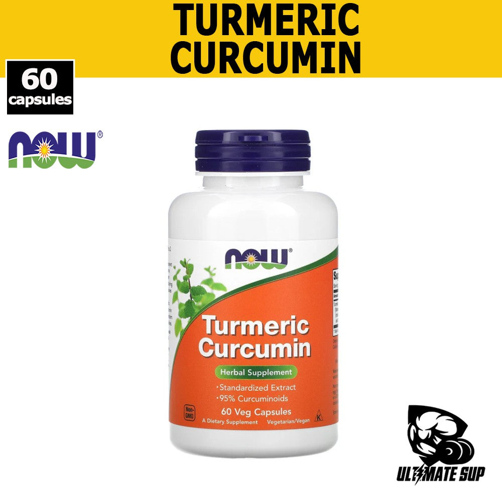 Now Foods, Turmeric Curcumin, Herbal Supplement, 95% Curcuminoids, 60 Veg Capsules - Main Front