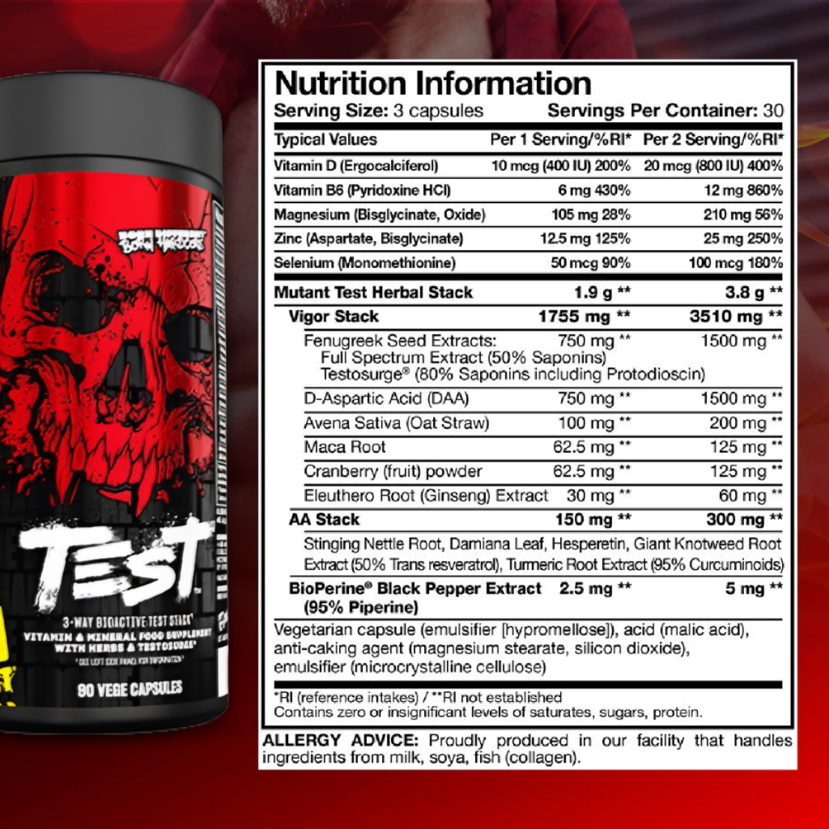 Mutant, TEST Testosterone Booster, 90 Capsules