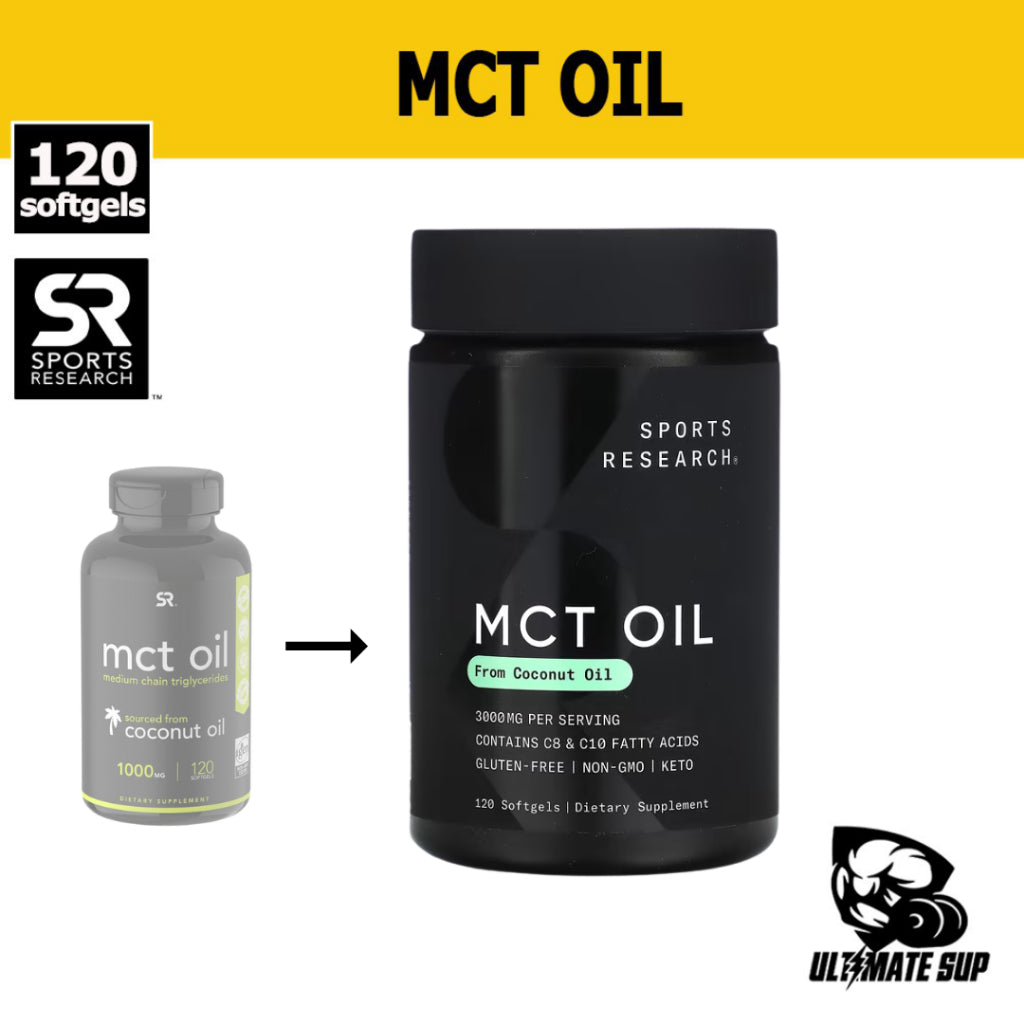 Sports Research MCT Oil Softgels For Weight Loss,100% Non-GMO Coconuts, Keto Friendly, Digestive Supplement - Ultimate Sup Singapore