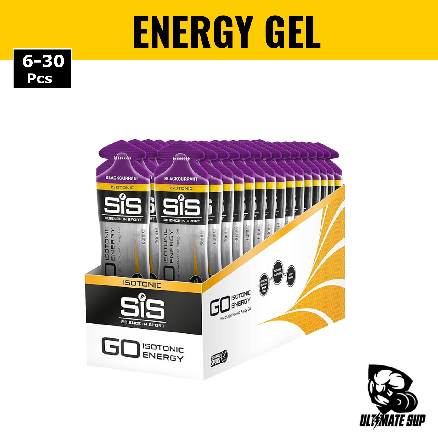 Science In Sport GO Isotonic Energy Gels, Running Gels with 22 g Carbohydrates, Low Sugar, 6 - 30 pack, 60 ml Per Serving - Ultimate Sup Singapore