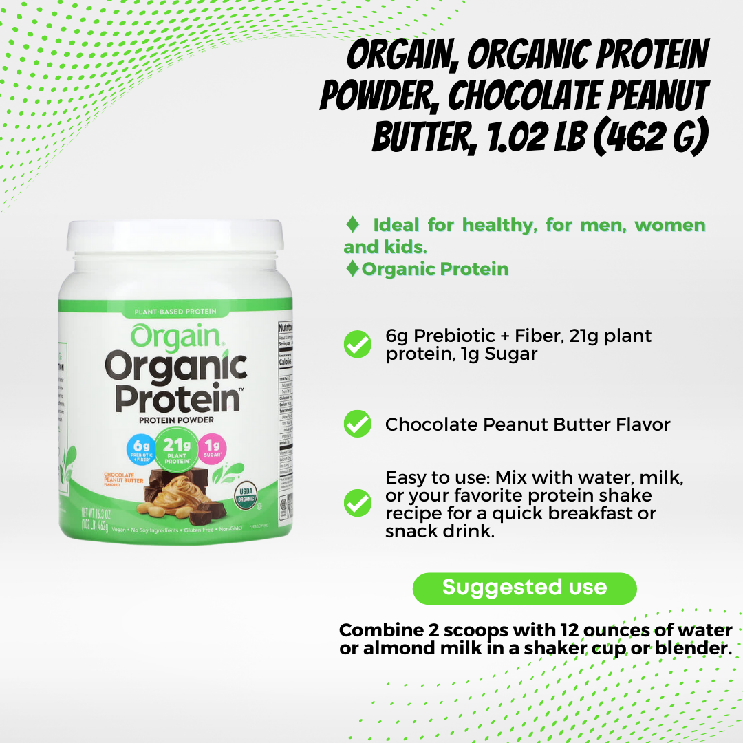 Orgain Organic Plant Based Protein Powder, Vanilla Bean - Vegan, Low Net Carbs, Non Dairy, Gluten Free, Lactose Free, No Sugar Added, Soy Free, Kosher, Non-GMO, 1.02 - 2.03lbs, 10-20 servings - Ultimate Sup Singapore