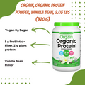 Orgain Organic Plant Based Protein Powder, Vanilla Bean - Vegan, Low Net Carbs, Non Dairy, Gluten Free, Lactose Free, No Sugar Added, Soy Free, Kosher, Non-GMO, 1.02 - 2.03lbs, 10-20 servings - Ultimate Sup Singapore