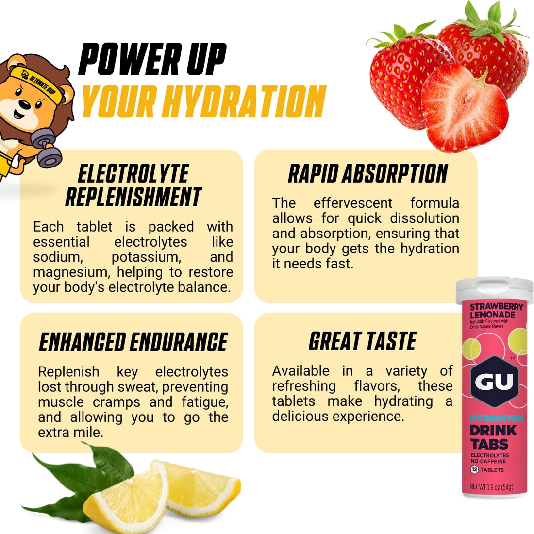 GU Energy, Hydration Drink Tablets, Electrolytes, Various Flavors, 4-8 tubes - Ultimate Sup Singapore