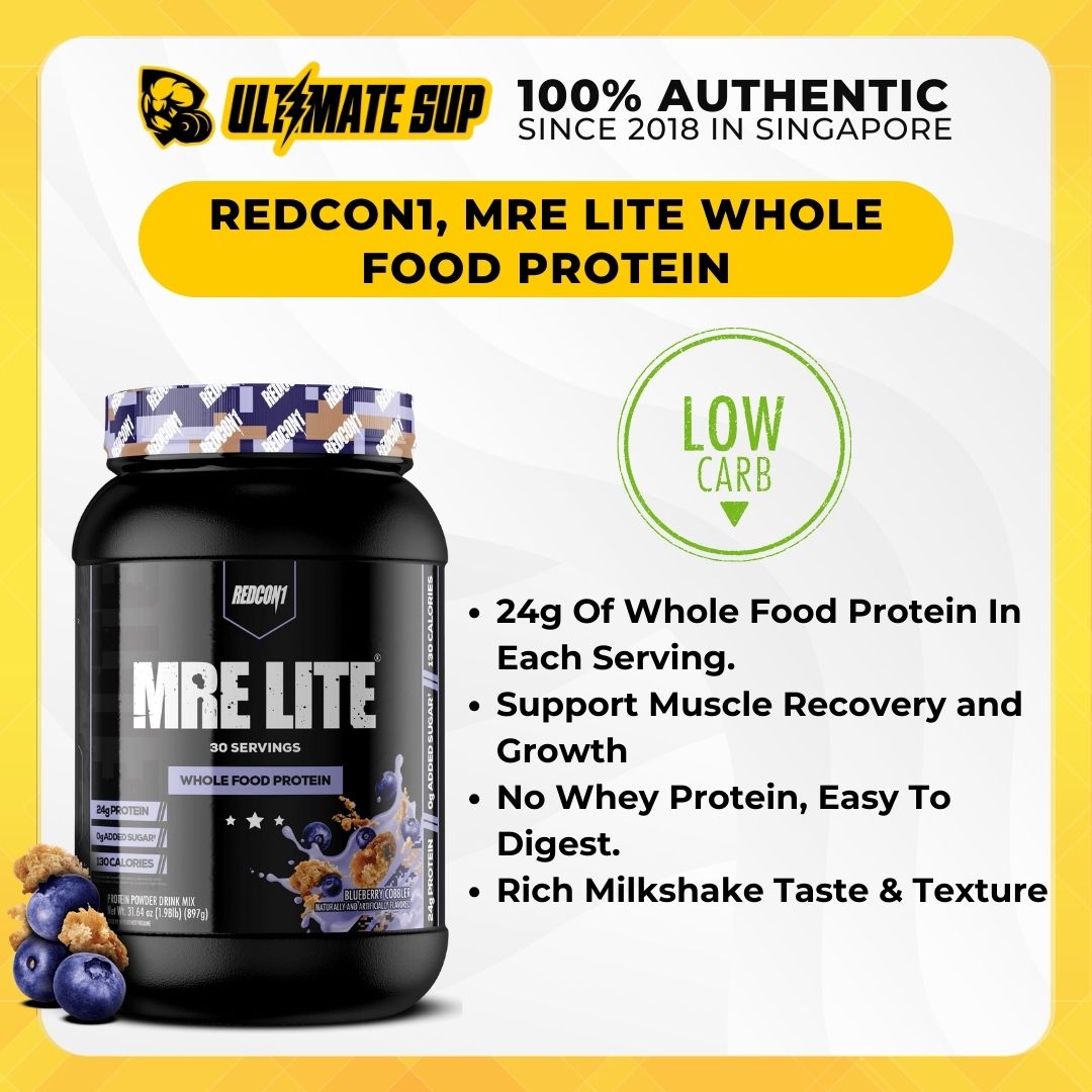 Redcon1, MRE Lite, Whole Food Protein, Protein Powder, Various Flavours, 1.92 Lb (870g) - Ultimate Sup Singapore