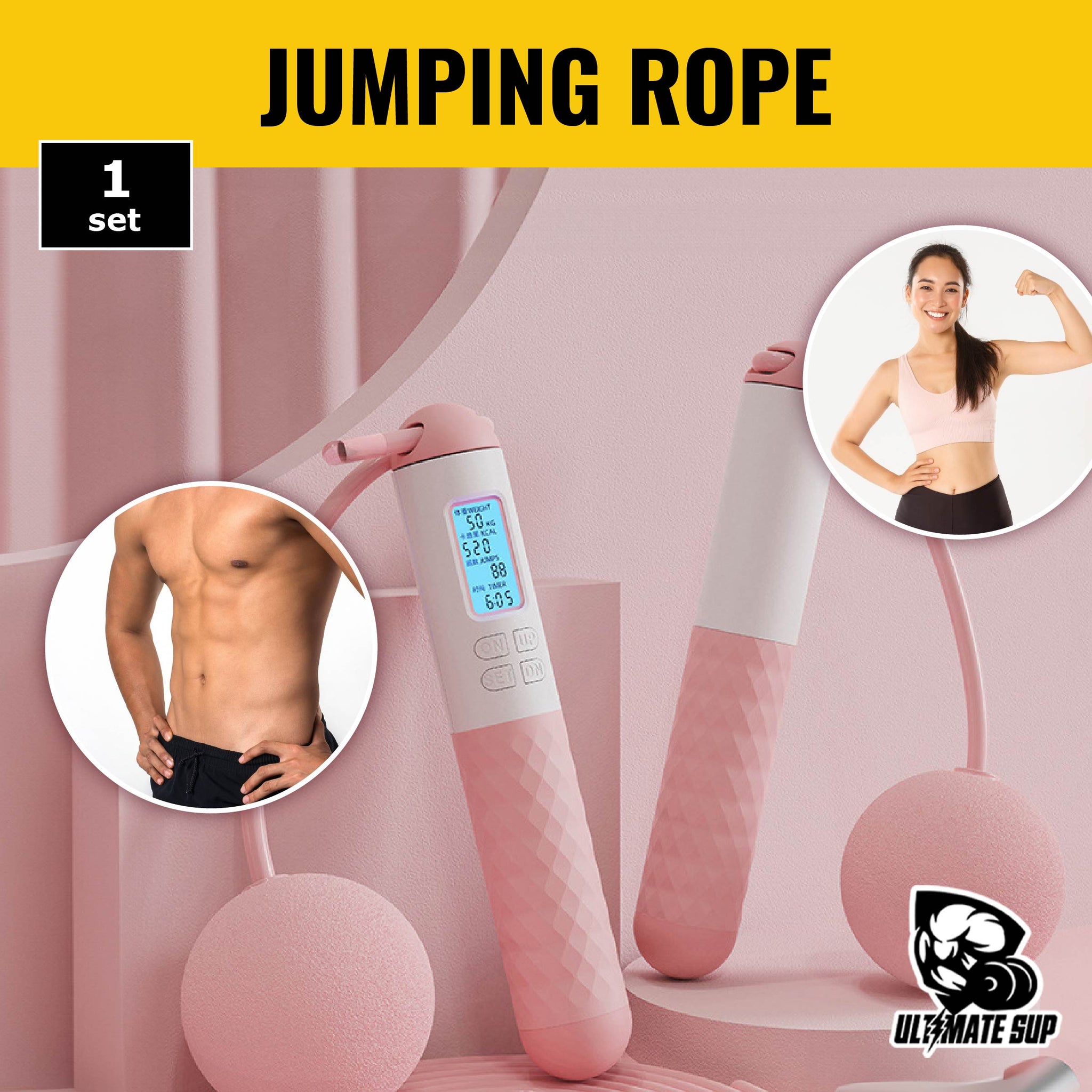 Ultimate Sup Digital Wireless Jumping Rope,  Intelligent Counting, Timing, Anti Slip, Exercise Skipping Rope For Fitness - Ultimate Sup Singapore