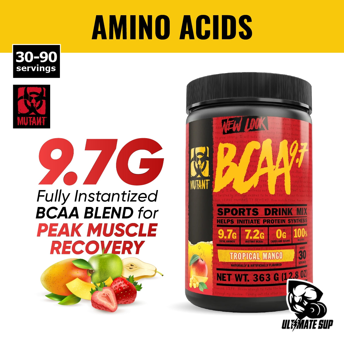 Mutant BCAA 9.7, Premium BCAA supplement, 348 - 1044g, 30-90 Servings - Ultimate Sup Singapore