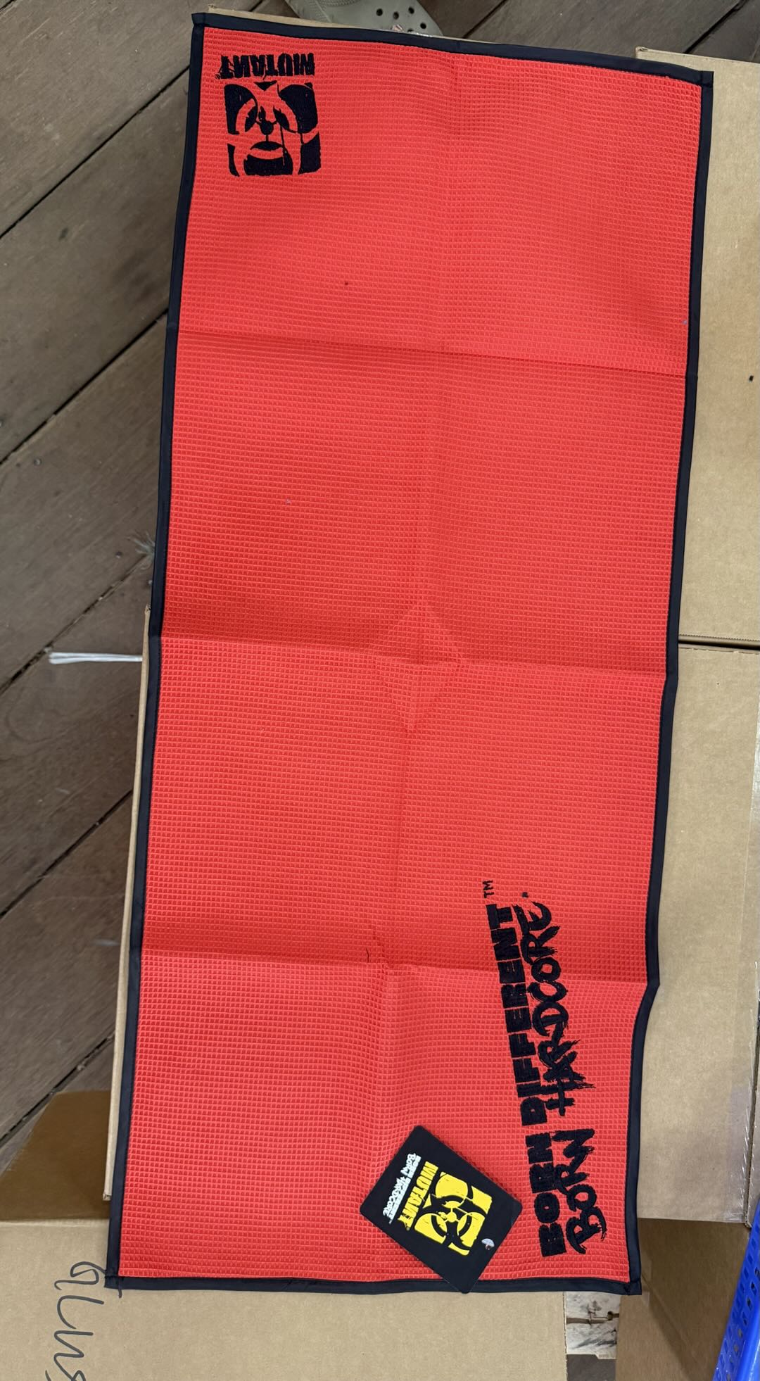 Mutant, Black Towel, Red Modified Biohazard Logo, 100% cotton - Ultimate Sup Singapore