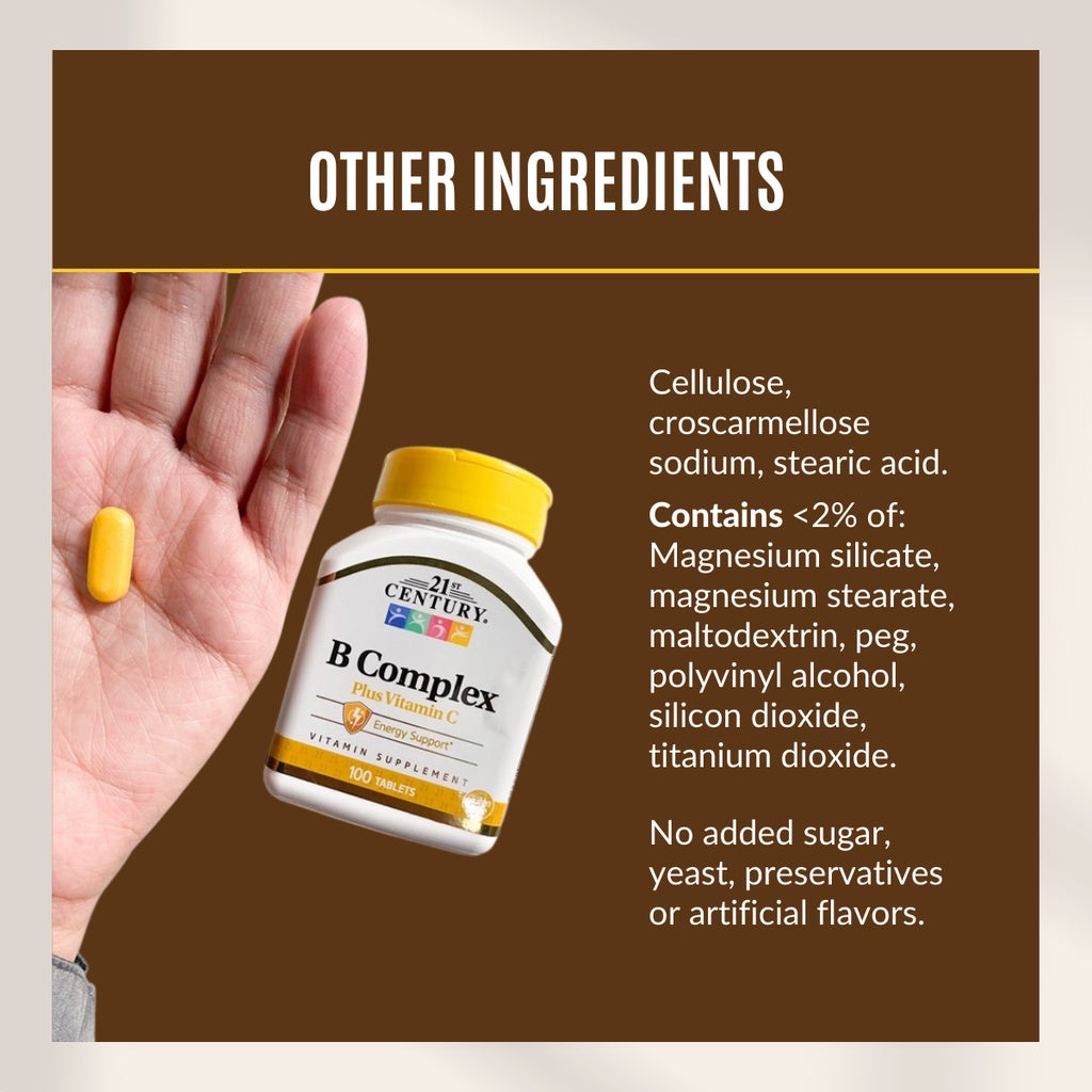 21st Century, B Complex Plus Vitamin C, Energy Support, Vitamin Supplement, 100 Tablets - Ultimate Sup Singapore