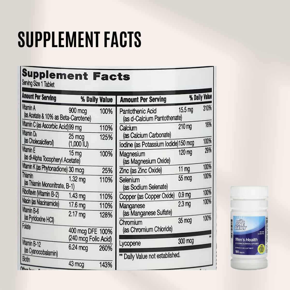 21st Century, One Daily, Men's Health, 100 Tablets - Ultimate Sup Singapore