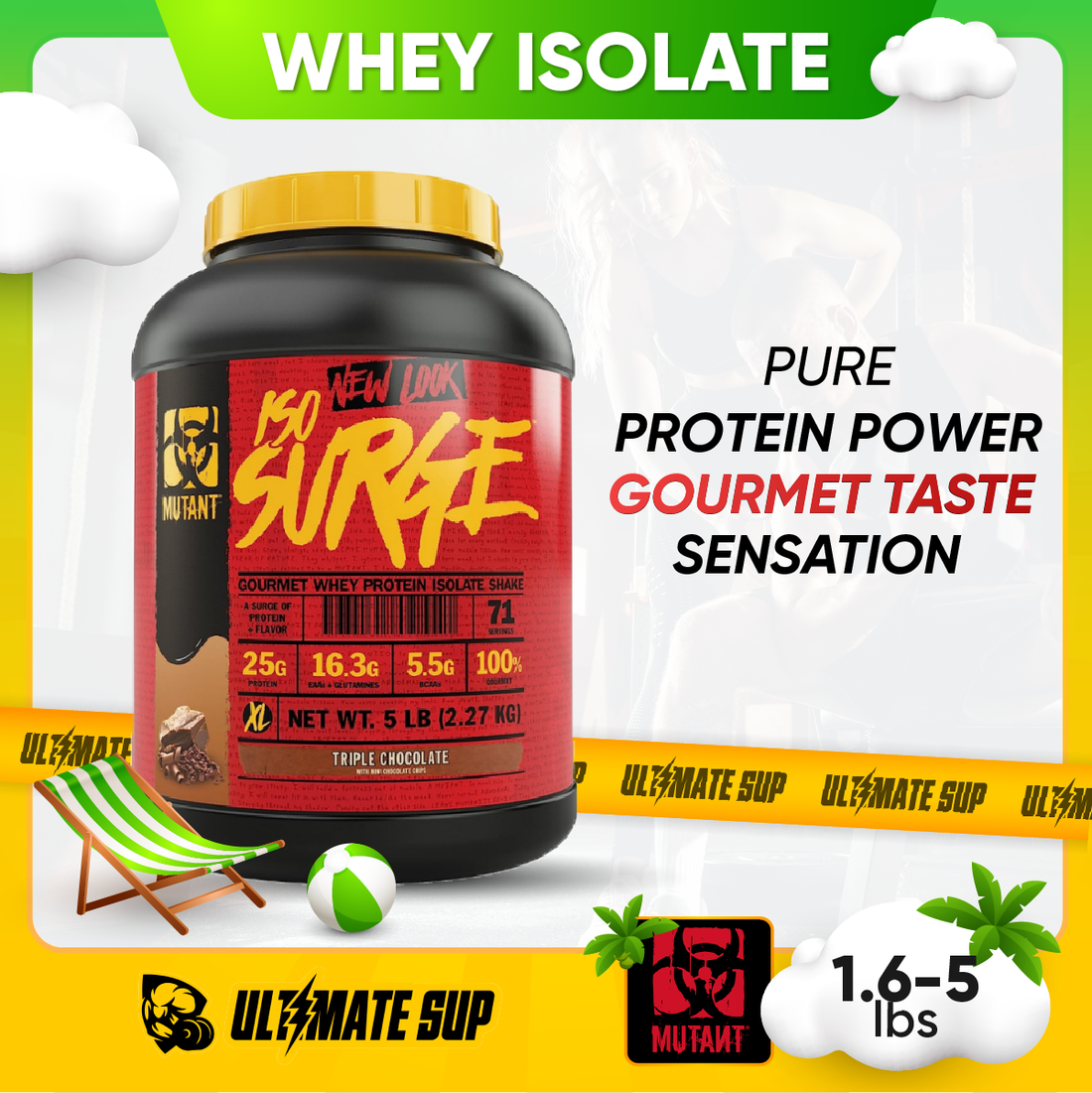 Mutant, ISO Surge, Whey Protein Isolate, 727 g (1.6 lbs) - 2.27 kg (5 lbs) - Ultimate Sup Singapore