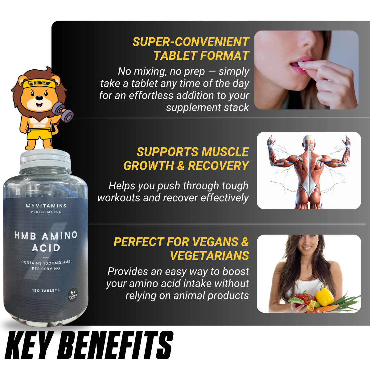 Myprotein HMB Tablets, 1000mg HMB, Supports Muscle Growth, Recovery & Performance 180 tabs - Ultimate Sup Singapore