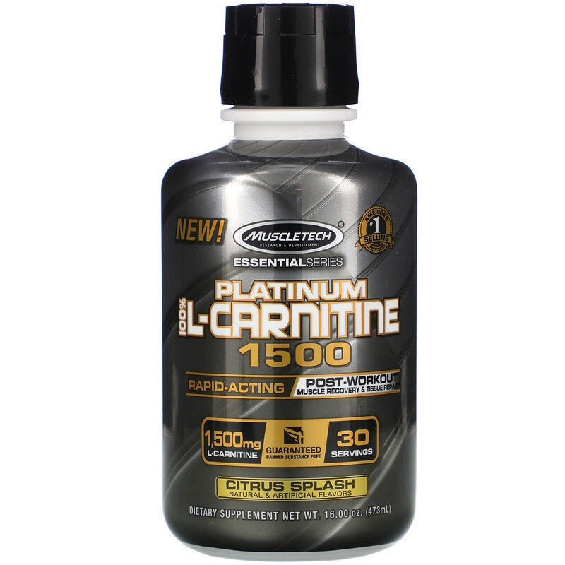 Muscletech, 100% L-Carnitine 1500 Platinum Post Workout Citrus Splash, 1500 mg, 473 ml - Ultimate Sup - Ultimate Sup Singapore