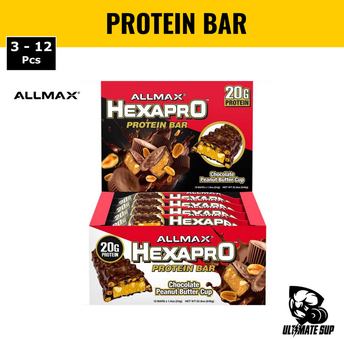 ALLMAX, Hexapro Protein Bar, 20g Protein Per Bars, 3 - 12 Bars, 1.9 oz (54 g) Each - Ultimate Sup Singapore